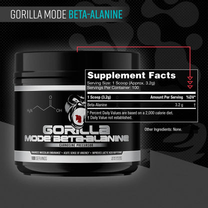 Gorilla Mode Beta-Alanine - Carnosine Precursor 100 Servings