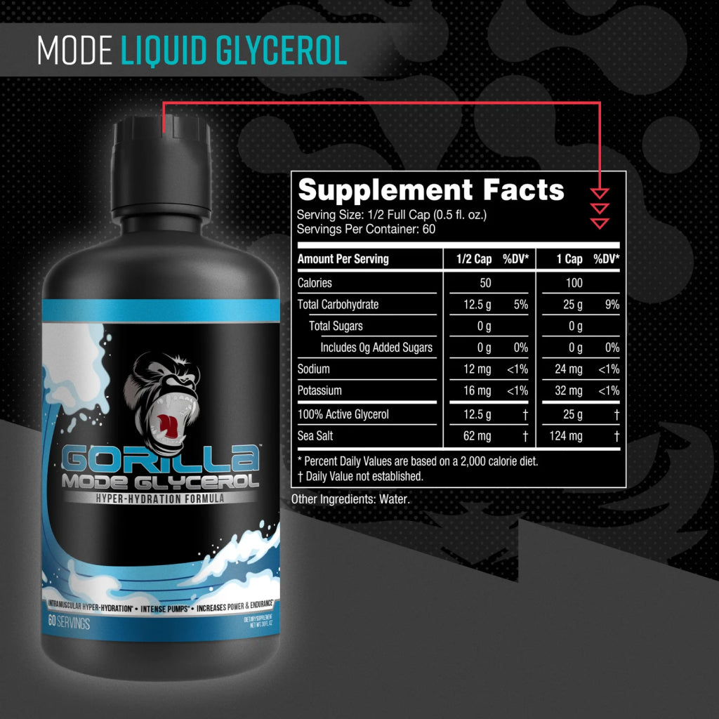 Gorilla Mode Liquid Glycerol - Hyper hydration formula 60 servings