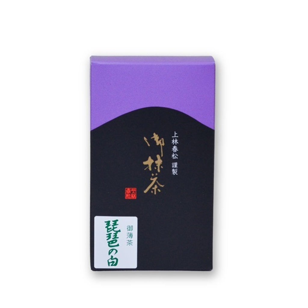 Kanbayashi Shunsho Biwa no Shiro matcha 40g box angled view